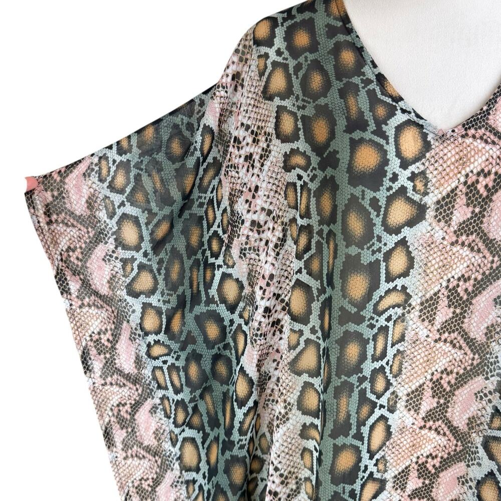 Adrienne Snake Python Print Chiffon Sheer Oversiz… - image 4